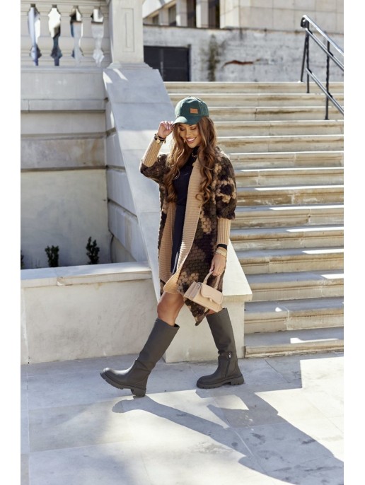 Moteriški aukšti juodi chaki spalvos batai Whats Going On Moteriški aukšti juodi chaki spalvos batai Whats Going On