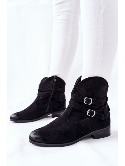 Women's Suede Boots Warmed Black Castlerock