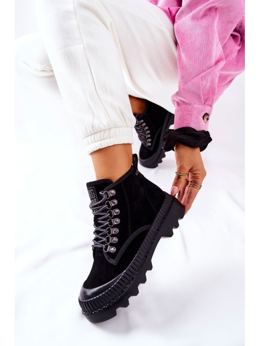 Leather Trapper Boots Big Star II274363 Black Leather Trapper Boots Big Star II274363 Black