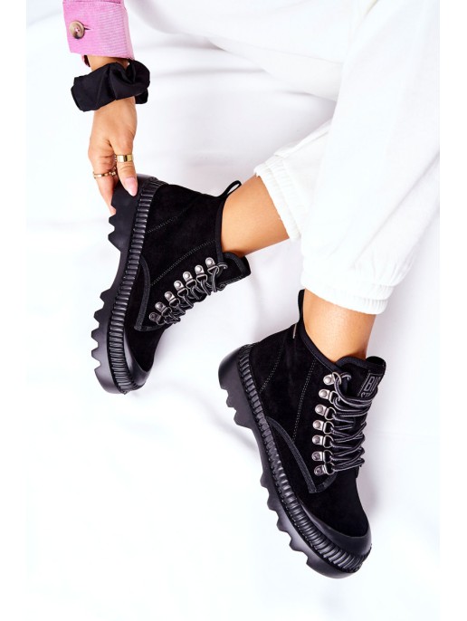 Leather Trapper Boots Big Star II274363 Black Leather Trapper Boots Big Star II274363 Black