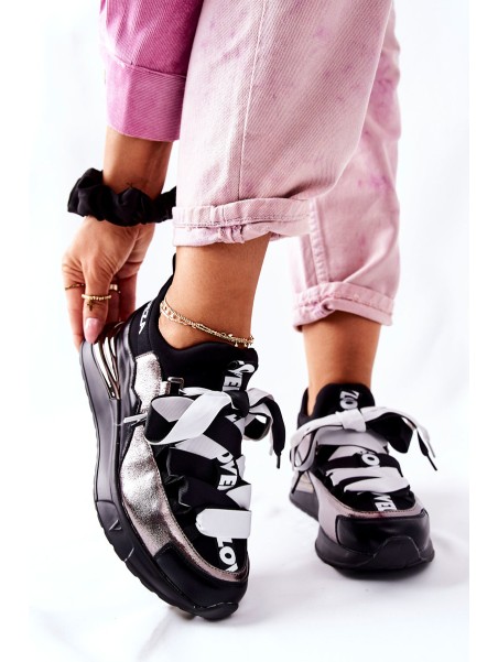 Sporty Sneakers Shoes Black And Silver Dexla