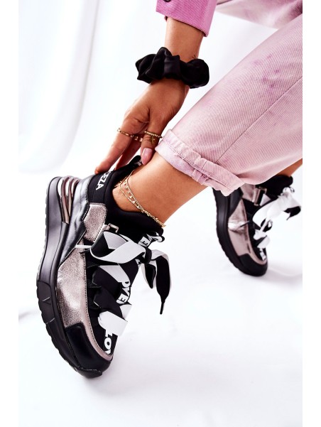 Sporty Sneakers Shoes Black And Silver Dexla