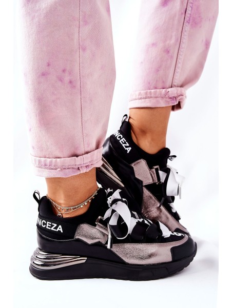 Sporty Sneakers Shoes Black And Silver Dexla