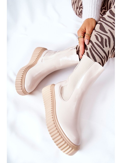 High-top Platform Boots Beige Sereia High-top Platform Boots Beige Sereia