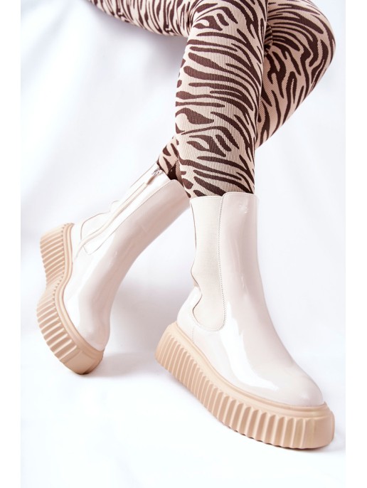 High-top Platform Boots Beige Sereia High-top Platform Boots Beige Sereia