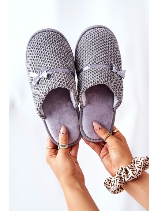 Women's Slippers With Bow Grey Evira