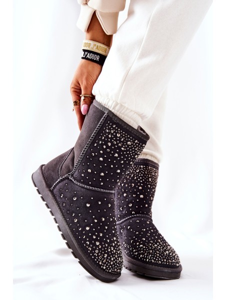 Warm-up snow boots with rhinestones Grey Mariella