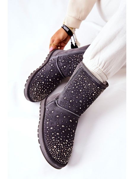 Warm-up snow boots with rhinestones Grey Mariella