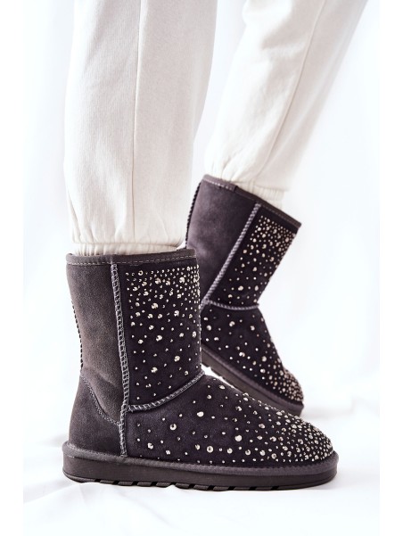 Warm-up snow boots with rhinestones Grey Mariella