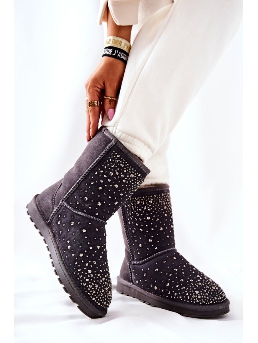 Warm-up snow boots with rhinestones Grey Mariella Warm-up snow boots with rhinestones Grey Mariella