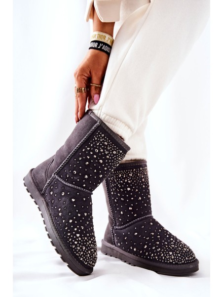 Warm-up snow boots with rhinestones Grey Mariella
