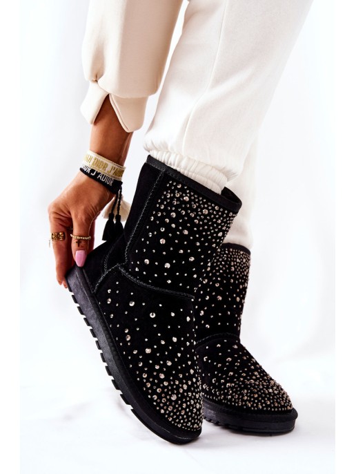 Warm-up snow boots with rhinestones Black Mariella