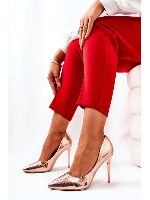 Snake Pattern Stilettos Pink Gold Tissoria