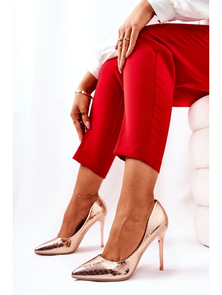 Snake Pattern Stilettos Pink Gold Tissoria