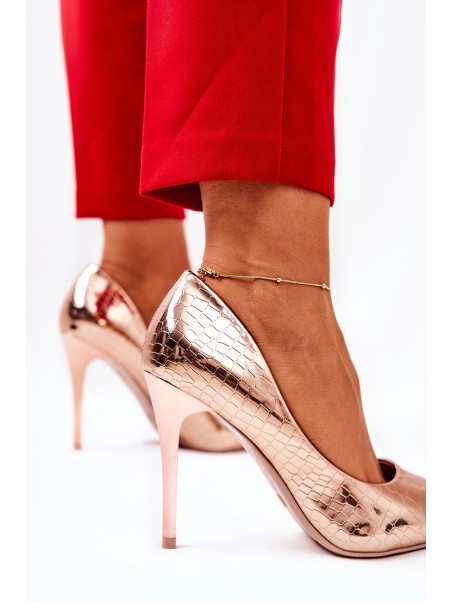 Snake Pattern Stilettos Pink Gold Tissoria