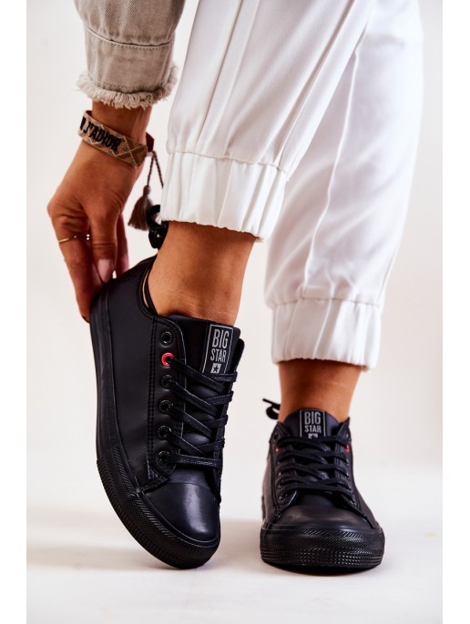 Žemi odiniai sportbačiai Big Star JJ274006 juodi Žemi odiniai sportbačiai Big Star JJ274006 juodi