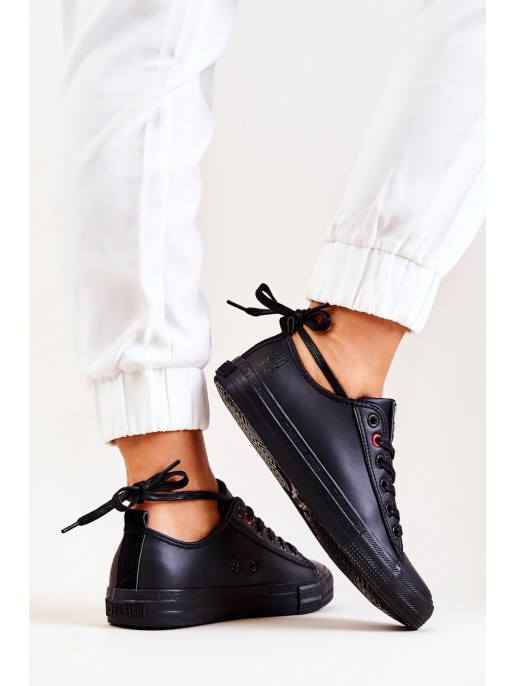 Žemi odiniai sportbačiai Big Star JJ274006 juodi Žemi odiniai sportbačiai Big Star JJ274006 juodi