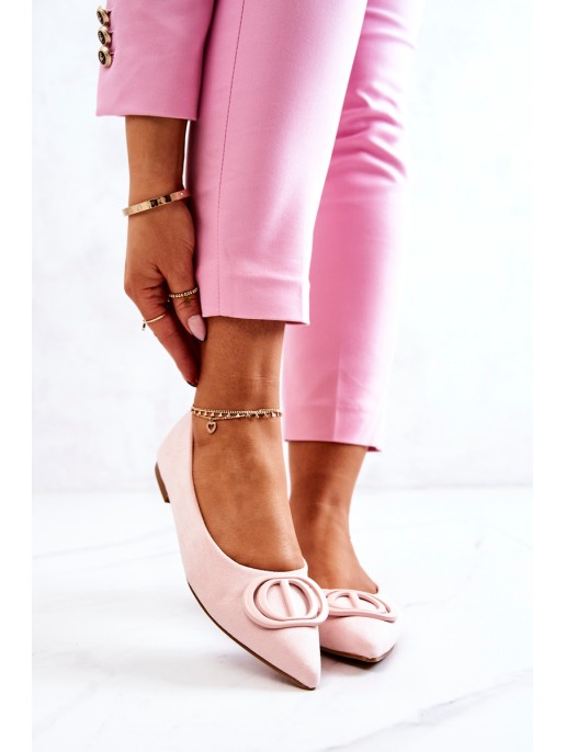 Suede Pointed Ballerinas Light Pink Neriso