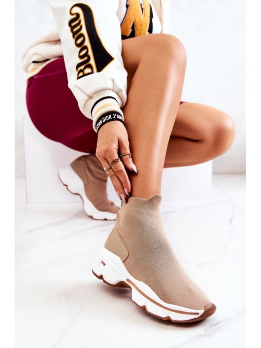 High Sock Sports Shoes Beige Bailee