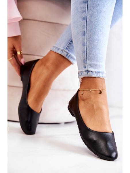 Leather Ballerina Classic Black Stacee