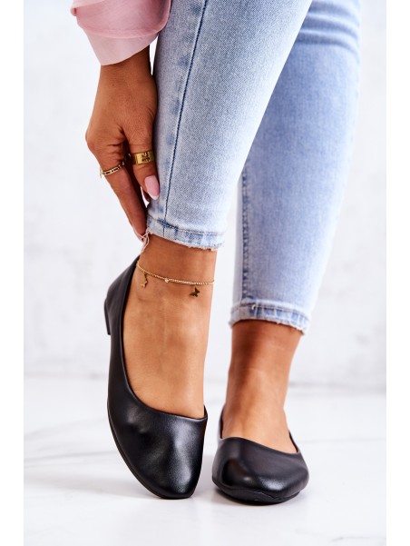 Leather Ballerina Classic Black Stacee
