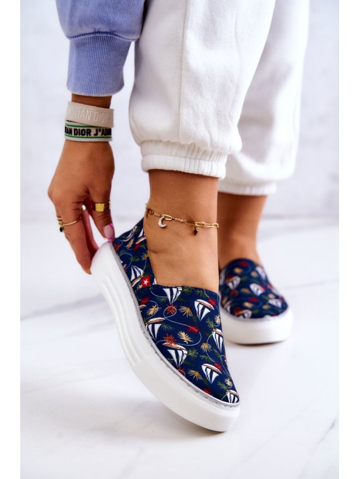 Women's Sneakers Slip On Memory Foam Big Star JJ276016 Navy blue Women's Sneakers Slip On Memory Foam Big Star JJ276016 Navy blue