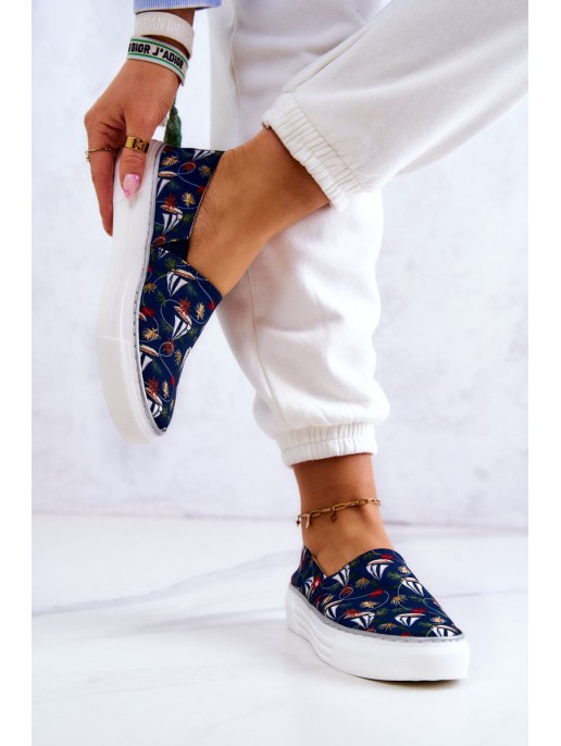 Women's Sneakers Slip On Memory Foam Big Star JJ276016 Navy blue Women's Sneakers Slip On Memory Foam Big Star JJ276016 Navy blue