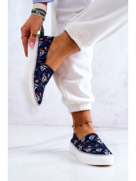 Moteriški sportbačiai Slip On Memory Foam Big Star JJ276016 Tamsiai mėlyni