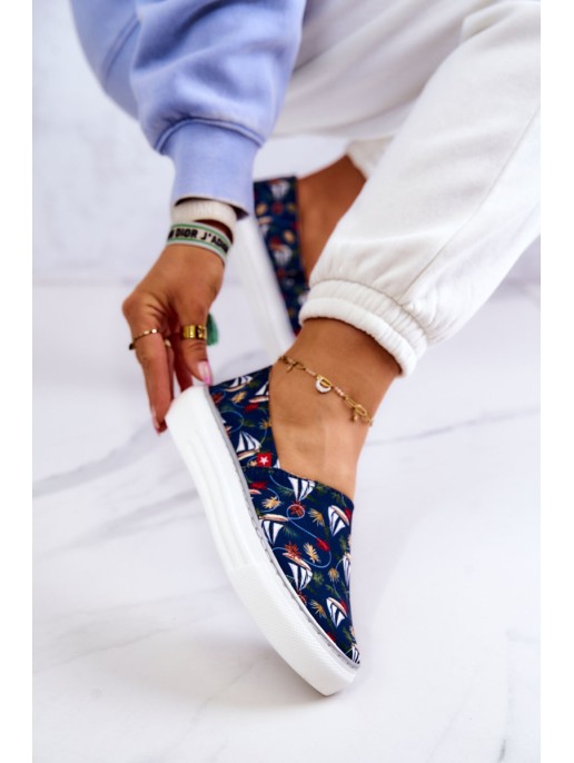 Women's Sneakers Slip On Memory Foam Big Star JJ276016 Navy blue Women's Sneakers Slip On Memory Foam Big Star JJ276016 Navy blue