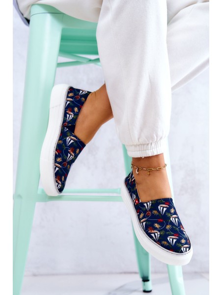 Moteriški sportbačiai Slip On Memory Foam Big Star JJ276016 Tamsiai mėlyni