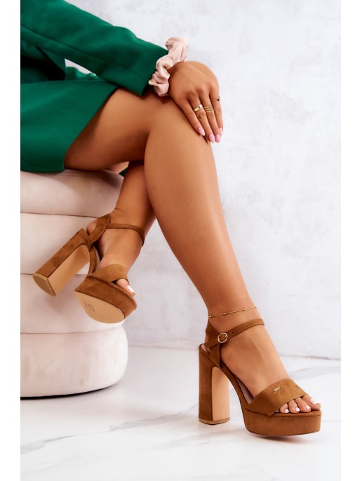 Zomšiniai sandalai ant baro Big Star JJ274530 ruda Zomšiniai sandalai ant baro Big Star JJ274530 ruda