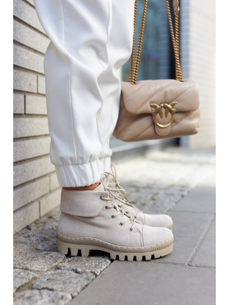 Suede Trapper Boots Tiered Light gray Dalles