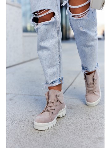 Suede Trapper Boots Tiered Light purple Dalles 2