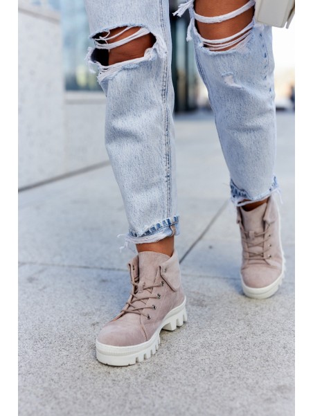 Suede Trapper Boots Tiered Light purple Dalles