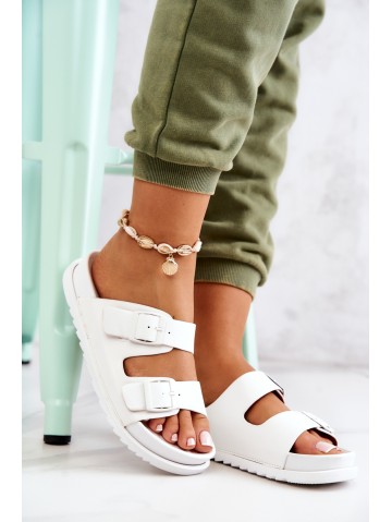 Rubber Slippers With Buckle White Corina 2