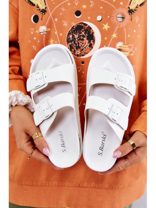 Rubber Slippers With Buckle White Corina Rubber Slippers With Buckle White Corina