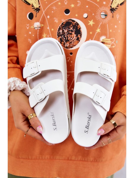 Rubber Slippers With Buckle White Corina