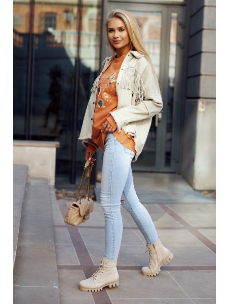 Suede Trappers With Stitching Light Grey Layden