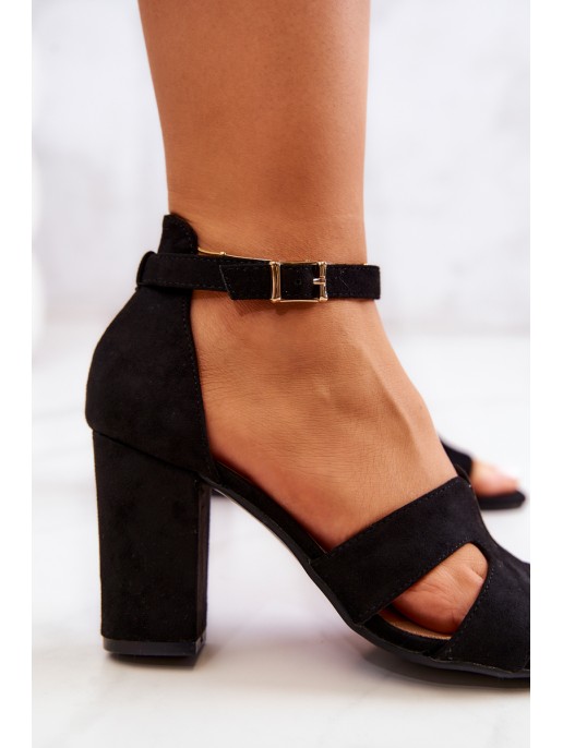 Madingi zomšiniai aukštakulniai sandalai, juodi Aubrey Madingi zomšiniai aukštakulniai sandalai, juodi Aubrey