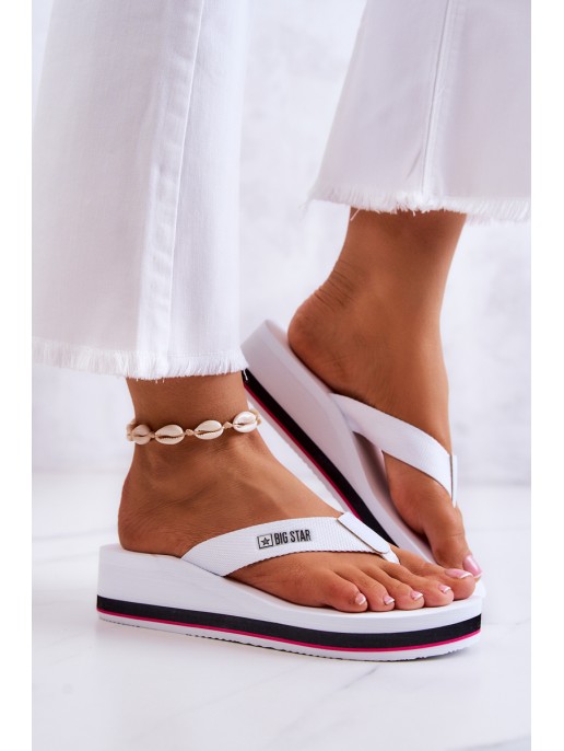 Women's flip-flops on the wedge Big Star JJ274A333 White