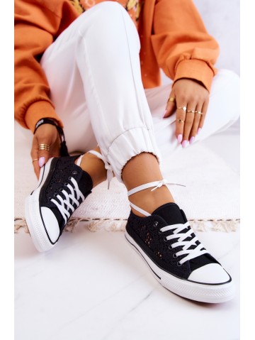 Women's fabric sneakers with openwork Black Venture 2