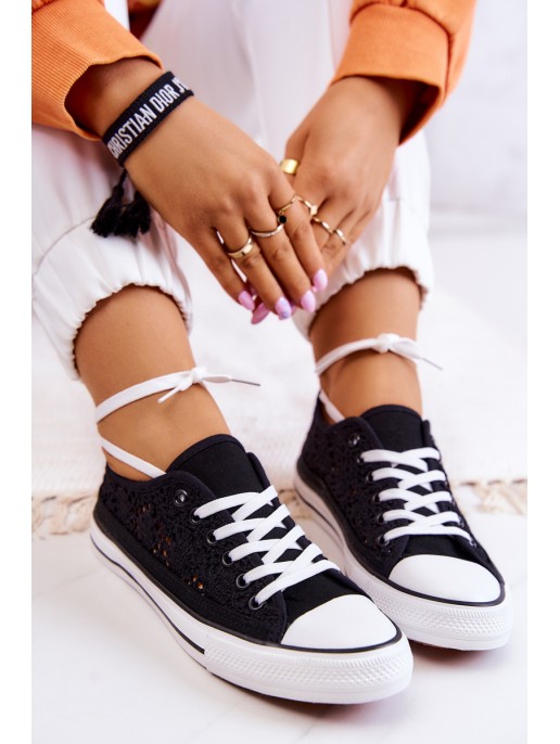 Women's fabric sneakers with openwork Black Venture