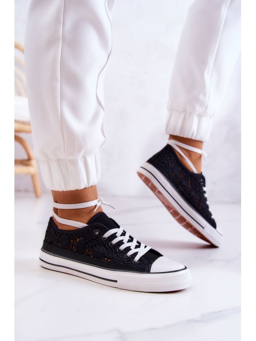 Women's fabric sneakers with openwork Black Venture