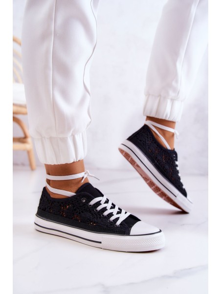Women's fabric sneakers with openwork Black Venture