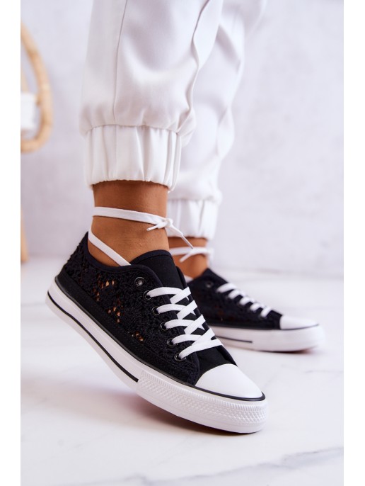 Women's fabric sneakers with openwork Black Venture