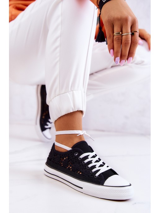 Women's fabric sneakers with openwork Black Venture