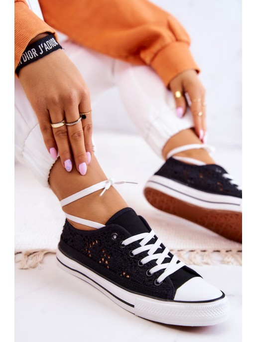 Women's fabric sneakers with openwork Black Venture