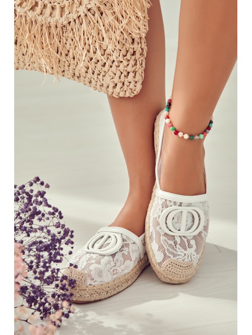 Moteriškos nėriniuotos espadrilės su puošmena White Summer Dream