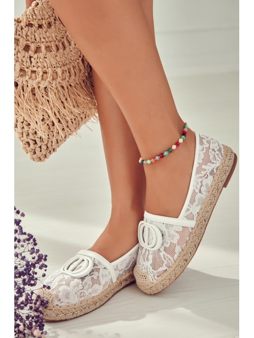 Women's Lace Espadrilles With Decoration White Summer Dream Women's Lace Espadrilles With Decoration White Summer Dream