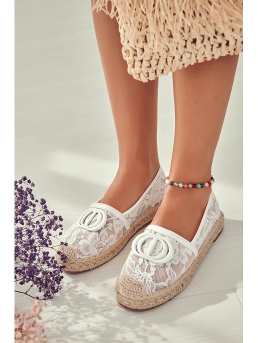 Women's Lace Espadrilles With Decoration White Summer Dream Women's Lace Espadrilles With Decoration White Summer Dream